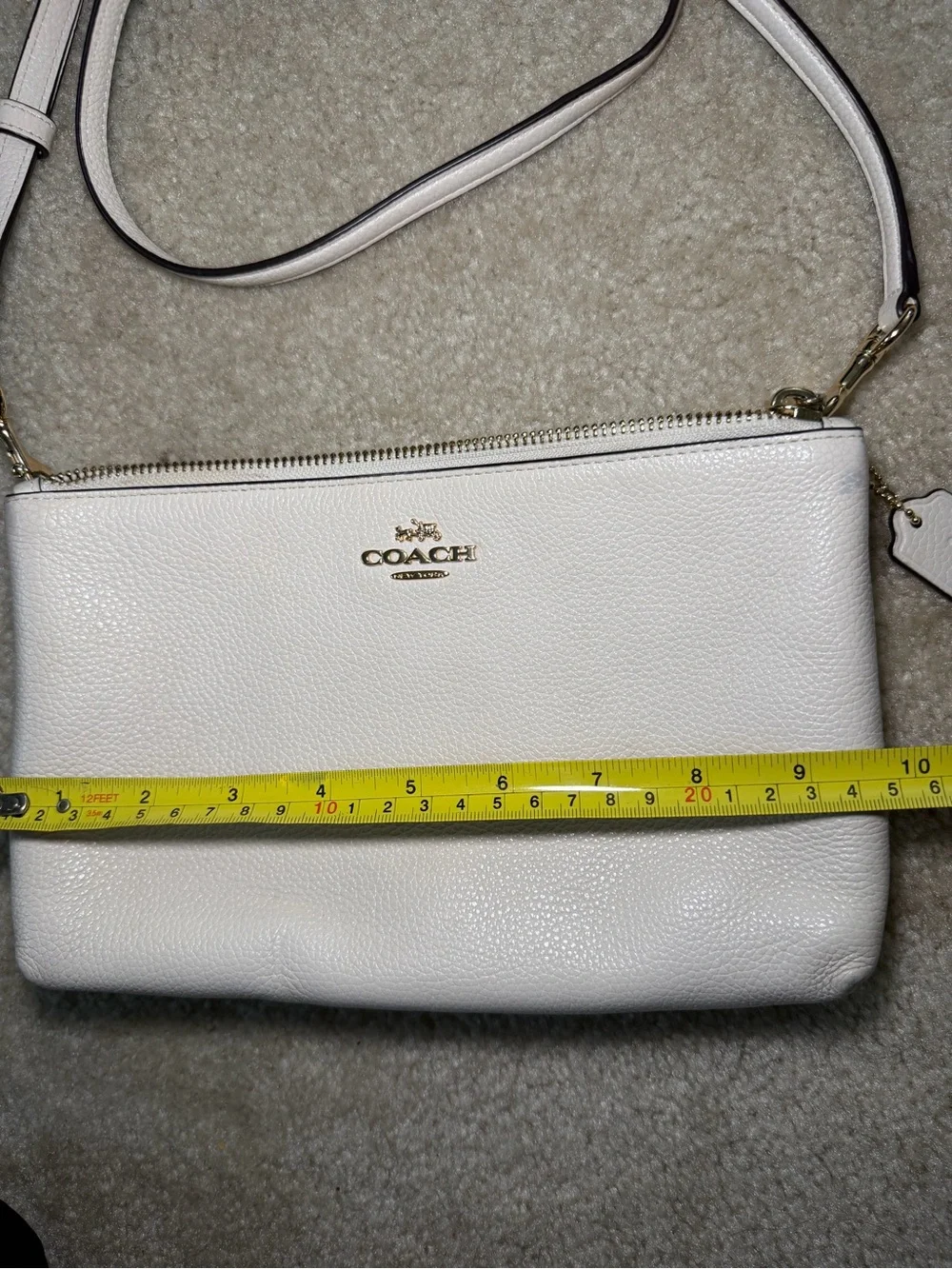 Coach Pebble Leather Lyla Crossbody Shoulder Purse Bag Clutch White F38173